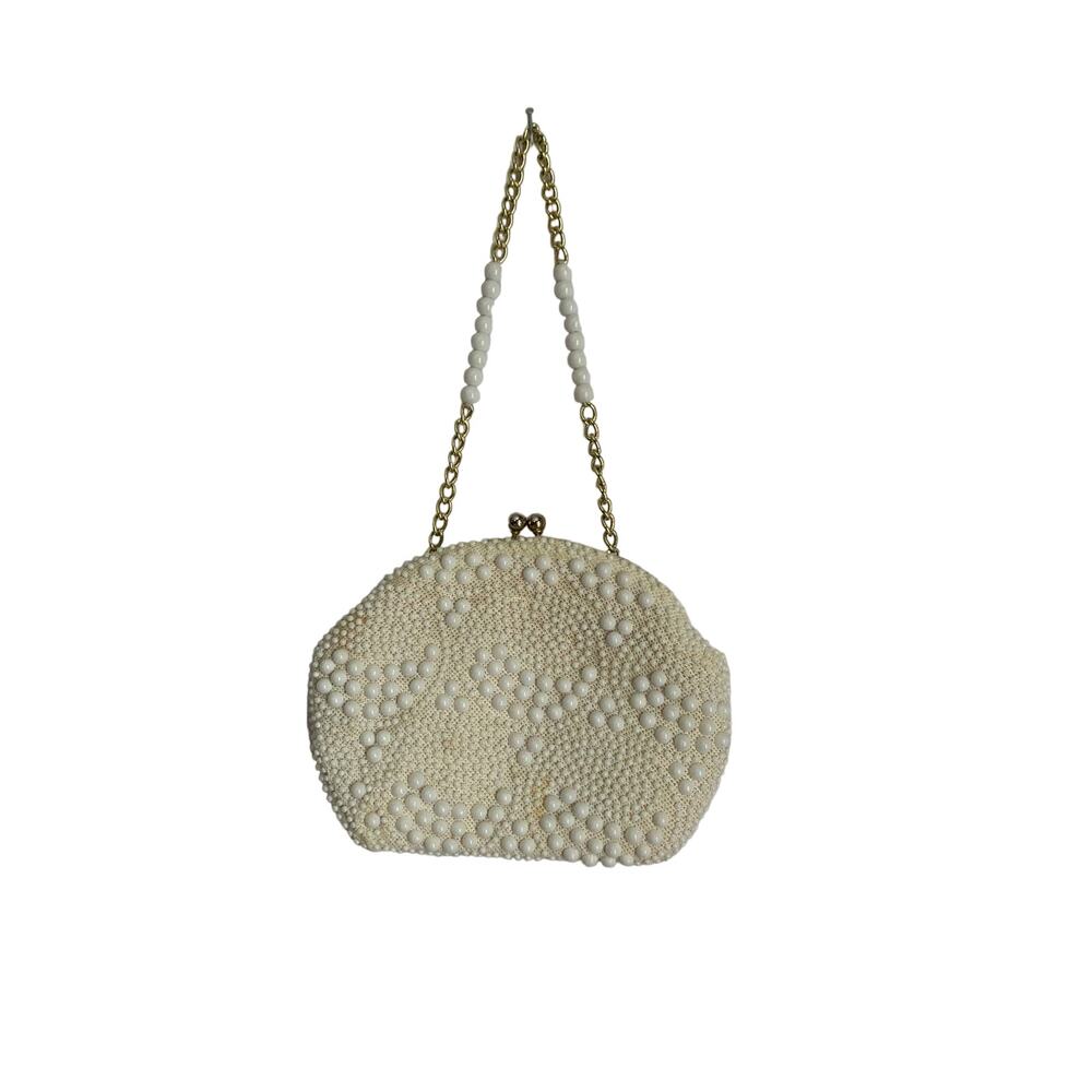 John Wind 60's Vintage Cream Beaded Bag Shoulder bag or Clutch